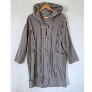 North Star Base Grey Hooded Long Sleeve Button Cardigan Oversized Lagenlook